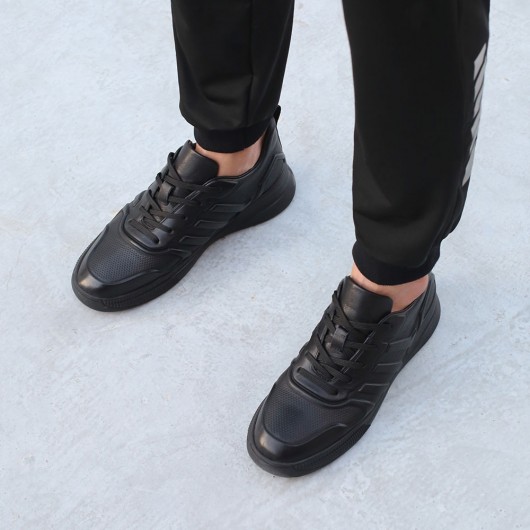 CHAMARIPA scarpe con rialzo interno casual scarpe rialzate per uomo sneakers rialzate in pelle nero 6CM