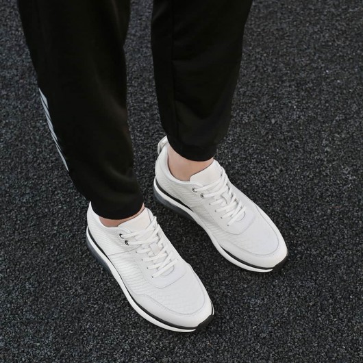 CHAMARIPA scarpe con rialzo interno - scarpe rialzate uomo - scarpe casual in pelle bianca 8CM Più Alto