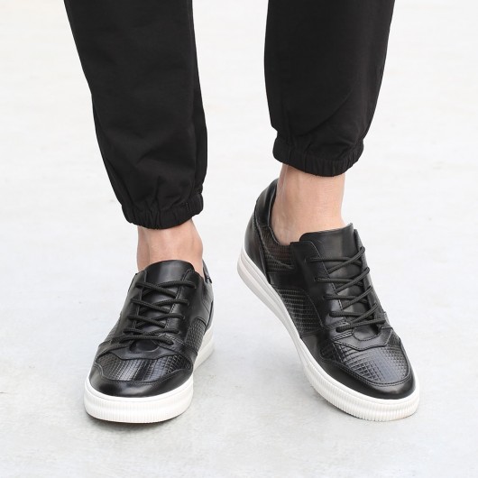 CHAMARIPA scarpe con rialzo interno uomo nero sneakers con tacco interno 6 CM