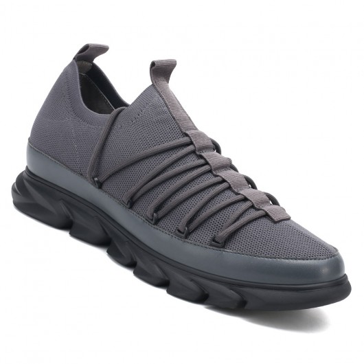 scarpe da ginnastica rialzate -leggero scarpe da tennis con zeppa -scarpe sportive con tacco interno grigio 7CM