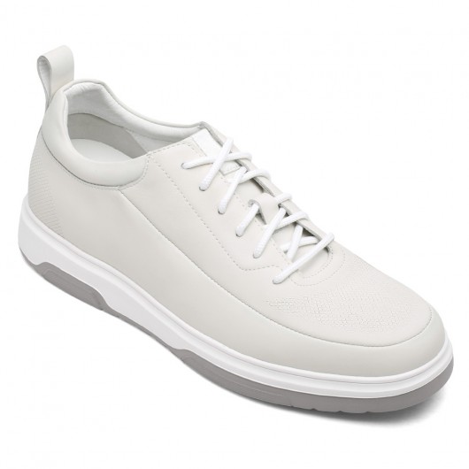 scarpe da ginnastica con rialzo interno - sneakers suola alta uomo - scarpe casual alte da uomo in pelle beige 6 CM