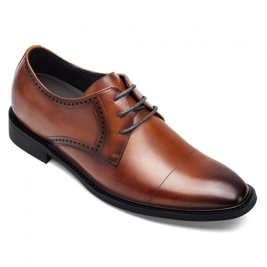 scarpe rialzate uomo - derby scarpe con rialzo - marrone scarpe derby che ti fanno più alto 7CM