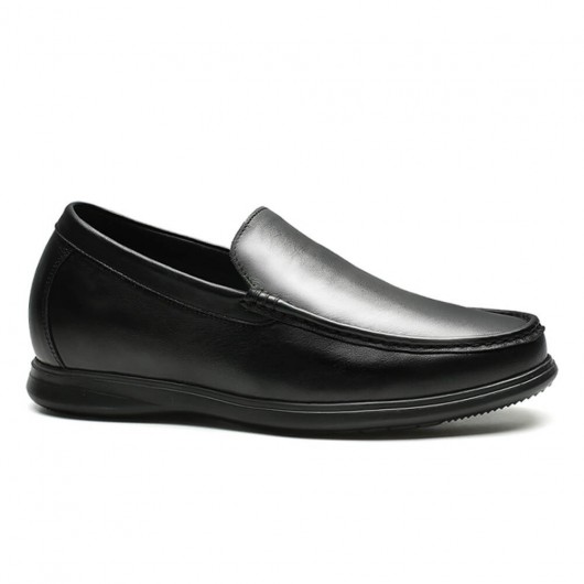 Chamaripa Height Increasing Loafer Black Slip On Shoes that Gain Height Driver Shoes 7 CM /2.76 Inches