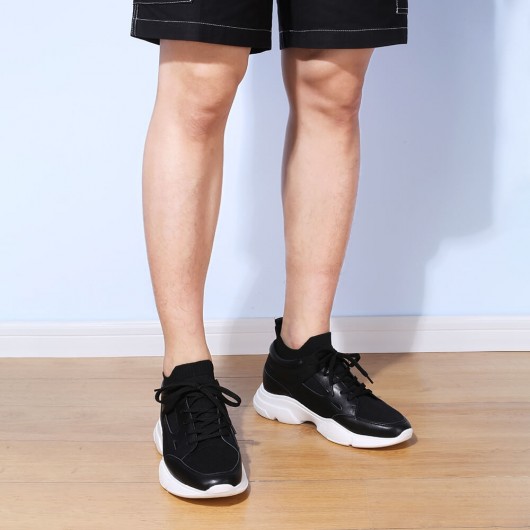 Chamaripa scarpe con rialzo scarpe sportive con tacco interno sneakers rialzate nero 8 CM