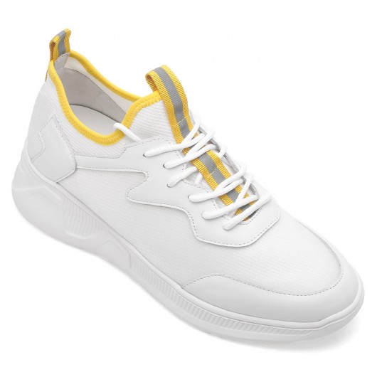CHAMARIPA scarpe da ginnastica con con rialzo interno per uomo sneakers con rialzo bianca traspirante 6CM