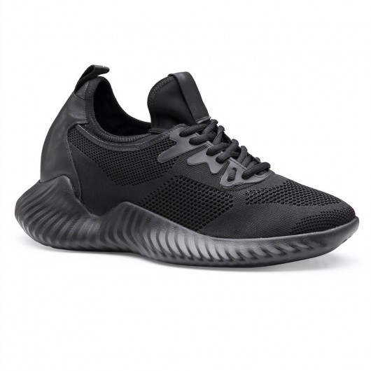 Chamaripa scarpe con rialzo nero sneakers con tacco interno aumentare l'altezza 6 CM