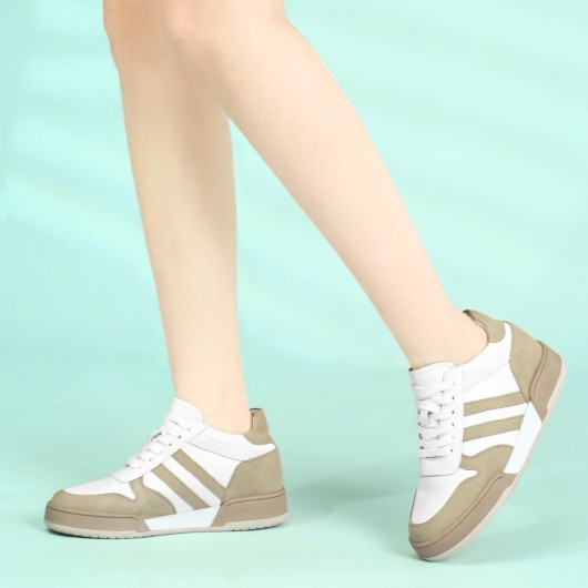 scarpe rialzate donna - scarpe da ginnastica con rialzo donna - scarpe casual in pelle 6 CM