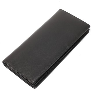 CHAMARIPA Black Genuine Leather Long Bifold Wallets For Men