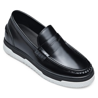 Chamaripa scarpe con rialzo mocassini - rialzate scarpe con tacco interno - mocassini uomo eleganti nero 7CM