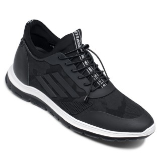 scarpe con rialzo - scarpe rialzate uomo - sneakers con tacco interno uomo nero 7 CM