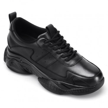 scarpe rialzanti uomo - sneakers con tacco interno - sneakers in pelle nero - 8CM più alti