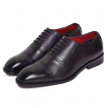 CHAMARIPA scarpe con rialzo interno - Oxford Artigianale con Punta a Medaglione Viola - 7 CM