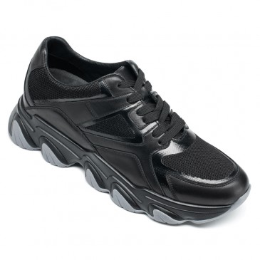 scarpe rialzate - scarpe con rialzo interno - scarpe da uomo casual traspiranti nere 7 CM