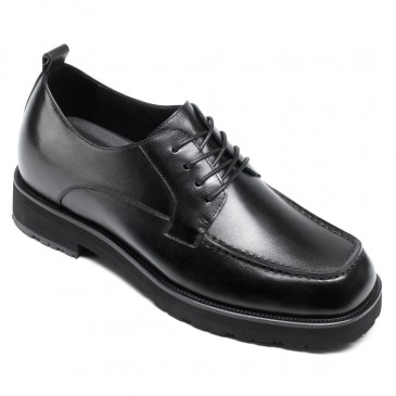 scarpe rialzate uomo - scarpe con rialzo interno uomo - scarpa derby da uomo in pelle nera 8 CM