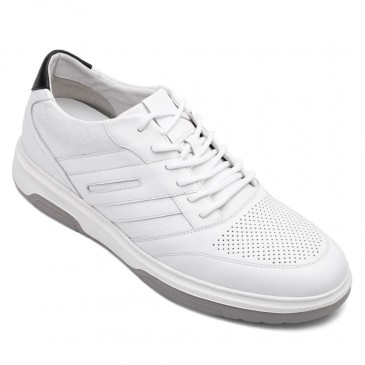 sneakers rialzate uomo - scarpe con rialzo interno - casual sneaker suola alta bianche 6 CM