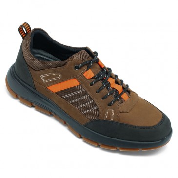 scarpa rialzata uomo - scarpe sportive con rialzo interno - scarpe da trekking marroni da esterno per uomo 7 CM