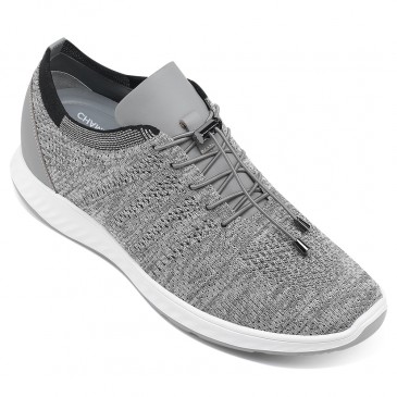 Scarpe rialzanti - scarpe da ginnastica con tacco interno - Sneakers in maglia grigia 6CM