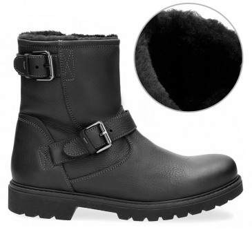 scarpe con rialzo interno - stivali da uomo foderati di pelliccia - stivali caldi invernali nero aumentare l'altezza 7 CM