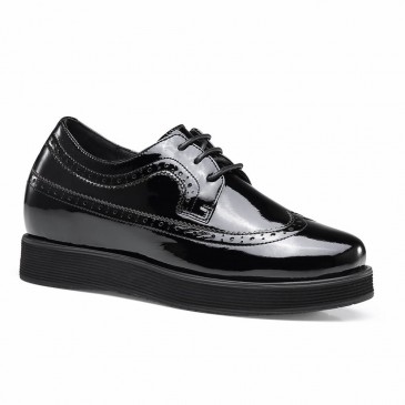 CHAMARIPA scarpe con rialzo interno scarpe rialzate pelle verniciata nero Scarpe Oxford 7CM