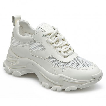 CHAMARIPA scarpe rialzate per donna - scarpe rialzanti donna - sneakers con tacco interno bianco 7CM