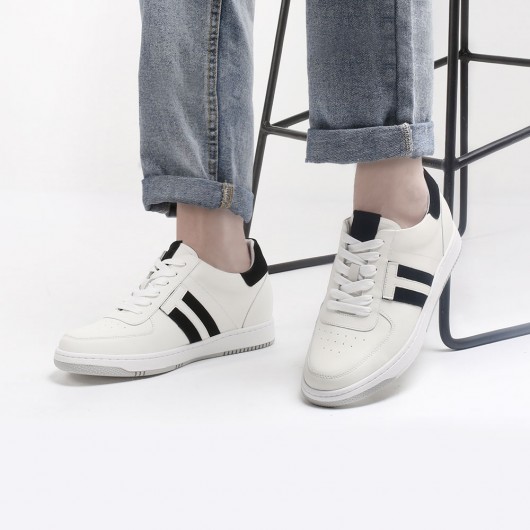 sapato masculino salto - sapato salto interno - tênis de couro branco - 6CM mais  alto