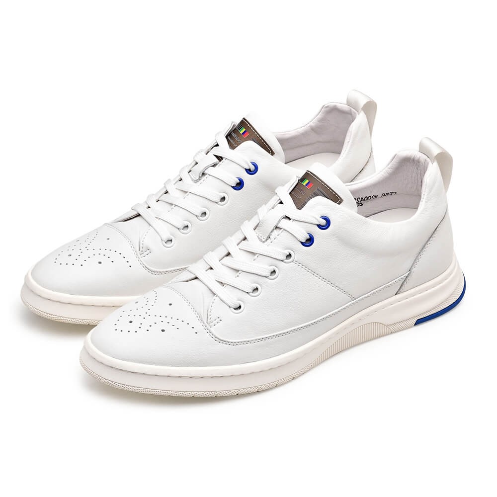 Sapato Masculino CALTO Aumento Altura 7cm - Mocassim Couro Com Tira Dupla | Discreto E Confortável