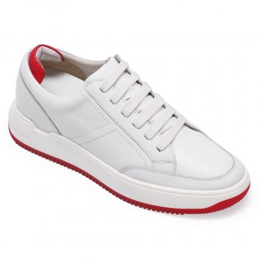 sapato masculino com salto interno 7CM - salto alto para homem - sapatos  casuais brancos - 7CM mais alto