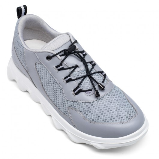 Height Increasing Hiking Shoes - Shoes To Look Taller - Grey Breathable Sports Shoes For Men