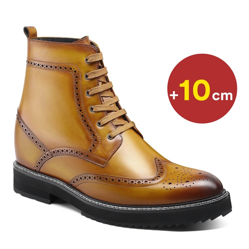 Height Increasing Boots - Men's Shoes To Make Them Taller - Brown Brogue Boots 3.94 Inches