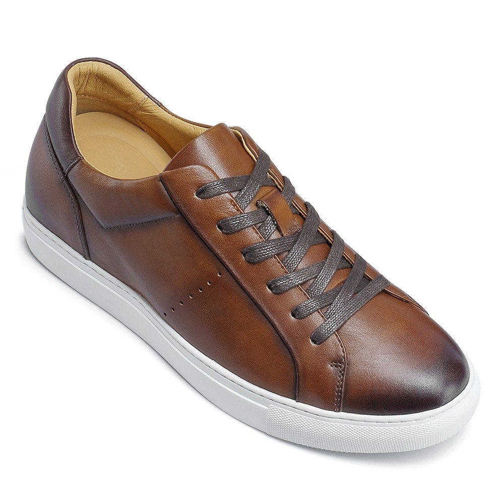  Height Increasing Trainers - Sneakers That Make You Taller - Brown Casual Elevator Sneakers For Men 2.36 Inches