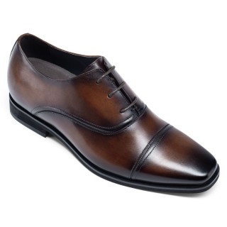 Brown Leather Elevator Oxford Shoes